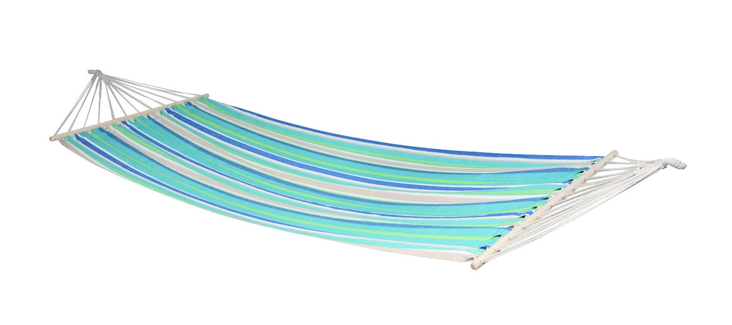 Bo Garden Hangmat Bo-Garden Samba Met Spreidstok Blauw Groen Beige